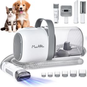 Dog Grooming Kit Pet Hair Cleaning Low Noise Vacuum Cleaner And Various Tools (Color: White)